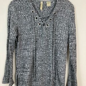 Chenault black, gray and white tunic, size small